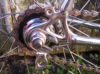 Detail of chrome dropout on Jeremy Whitehorn's Centurion