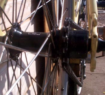 Gordon's converted freehub in place on his Raleigh